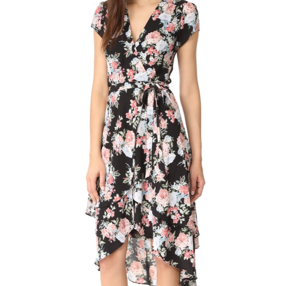 Wayf Floral Midi Wrap Dress